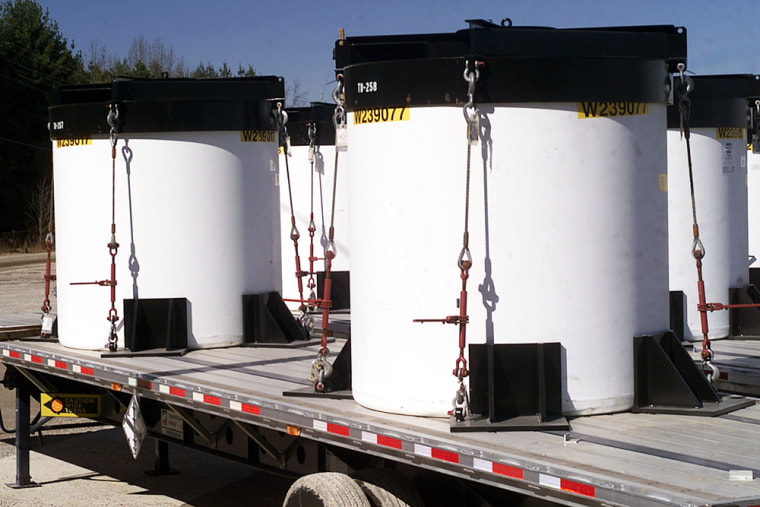 Uranium byproduct waste from an Ohio plant would be transported in these containers, possibly to a West Texas town.