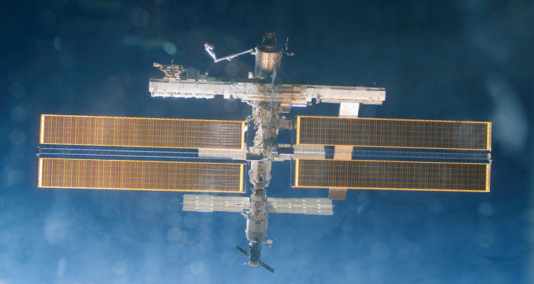 This portrait of the international space station was taken by Endeavour's crew in December 2002, the last time a space shuttle visited the outpost.