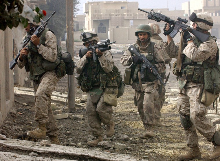 US marines patrol the restive city of Fa