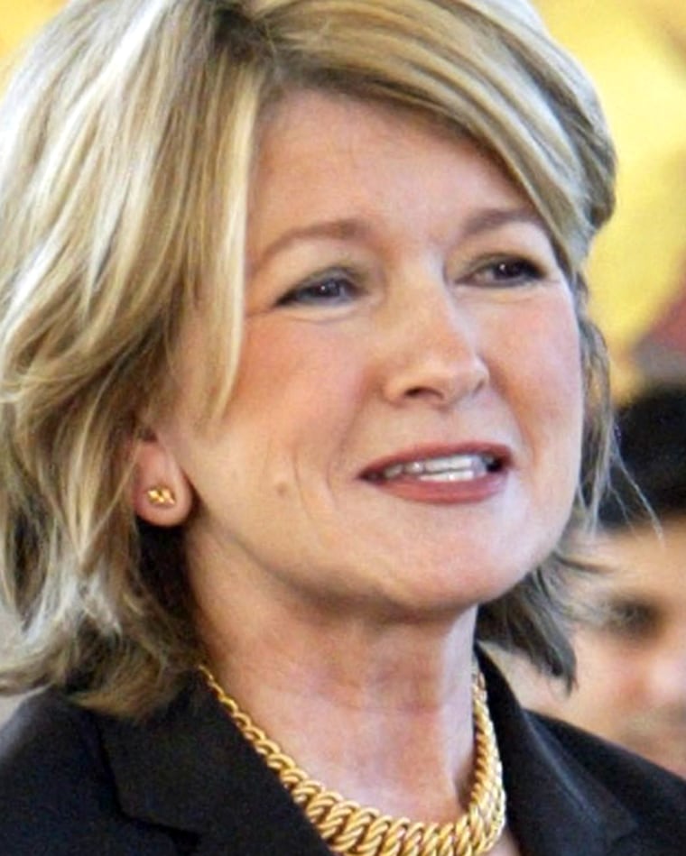 ** FILE ** Martha Stewart addresses employees of Martha Stewart Living Omnimedia Inc. during a meeting  in New York, Monday, March 7, 2005, after her release from prison. Martha Stewart Living Omnimedia Inc. said its first-quarter loss narrowed from a year ago, but the multimedia empire struggled with a 13 percent drop in revenue, hurt primarily by the absence of its daily syndicated TV show while its namesake founder was in prison.  (AP Photo/Mary Altaffer)
