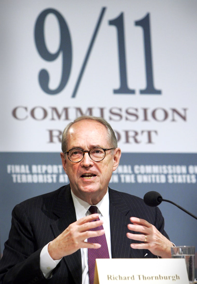 Former Attorney General Richard Thornburgh speaks Monday during a panel discussion in Washington.