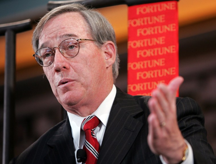 Morgan Stanley Chairman and CEO Purcell gestures during his speech at Fortune Global Forum in Beijing