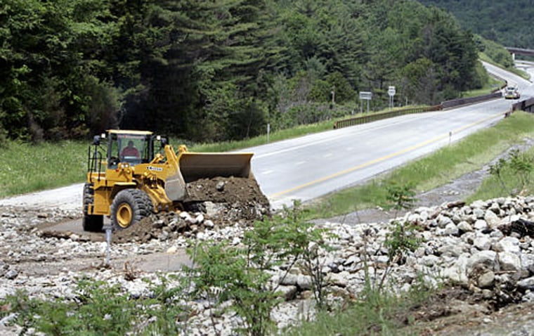 Interstate 87 is seen near Bolton Landing, N.Y., after heavy rain triggered a mudslide that closed the heavily used highway.