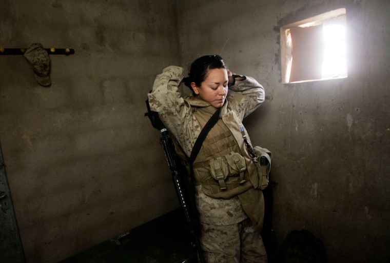 Female Marines Work Checkpoint In Fallujah After Ambush
