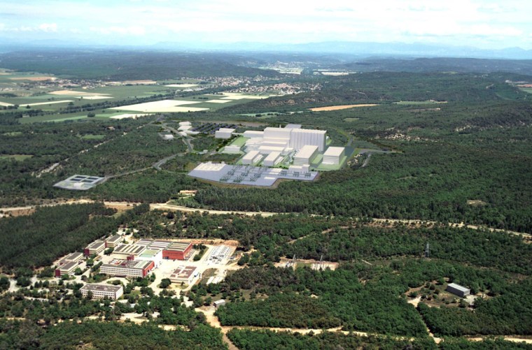 French nuclear research facilities near the town of Cadarache are seen from a distance. The area was chosen Tuesday to host a multinational nuclear fusion reactor.