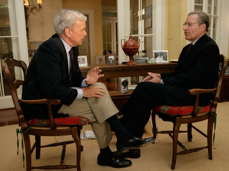 Tom Brokaw interviews Bob Woodward at Woodward's home in Washington, DC. 