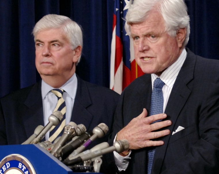 US Senator Dodd and Kennedy hold news conference in Washington DC