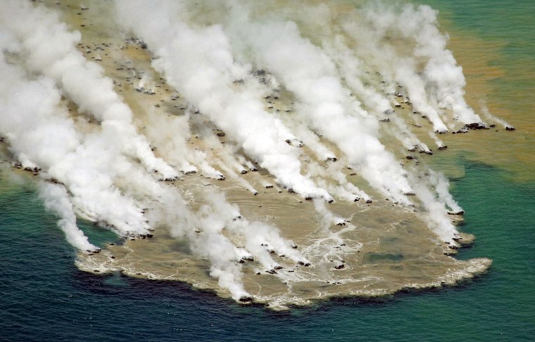 Eruption of underwater volcano seen in Pacific Ocean near Minami Iwojima Island, south of Tokyo