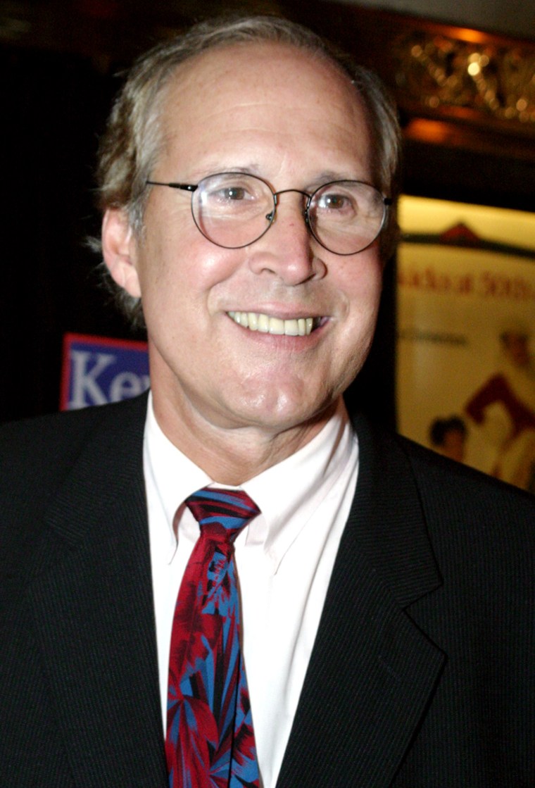 ** CORRECTS CAPTION TO INDICATE THAT PICTURE WAS TAKEN AFTER ARRIVAL **Chevy Chase is shown at Radio City Music Hall while attending a Democratic Party fundraiser for the Kerry-Edwards presidential campaign, Thursday, July 8, 2004 in New York. (AP Photo/Tina Fineberg)