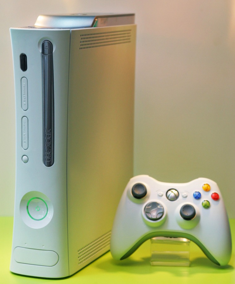 Microsoft's new game console \"Xbox 360\" is displayed in Tokyo