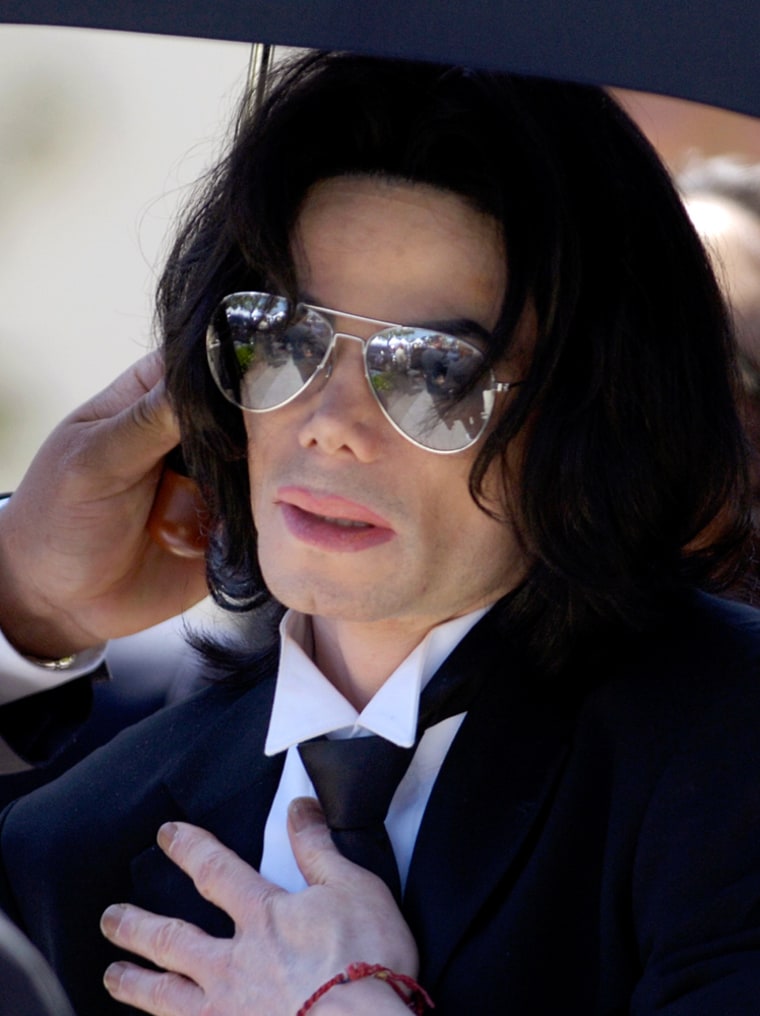 File photo of Michael Jackson leaving the Santa Barbara County Courthouse after his not guilty verdict in Santa Maria