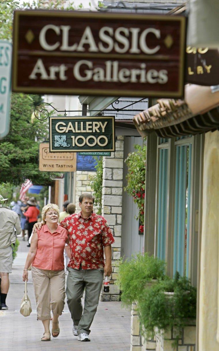 In Carmel-By-The-Sea, art galleries dominate the commercial scene so dramatically that the city council banned the opening of any more on an "urgency basis."