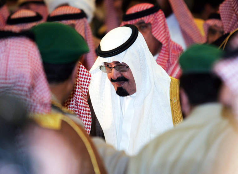 Saudi's King Abdullah arrives for the prayer at Imam Turki bin Abdullah mosque in Riyadh
