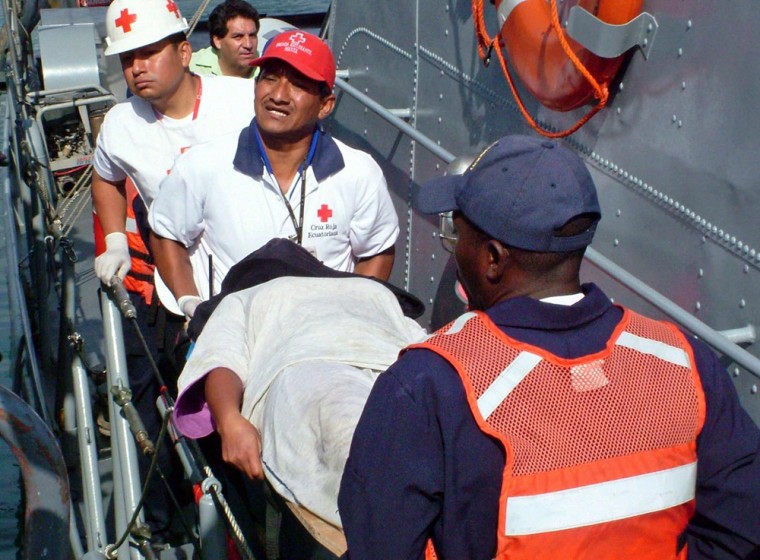 One of the nine survivors of a ship carr