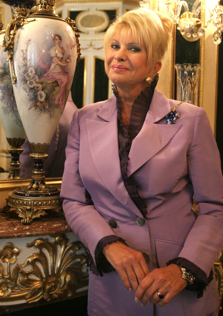 Ivana Trump poses in her home in New York on Aug. 17. "I always felt very secure and very safe with real estate. Real estate always appreciates," she said in an interview.