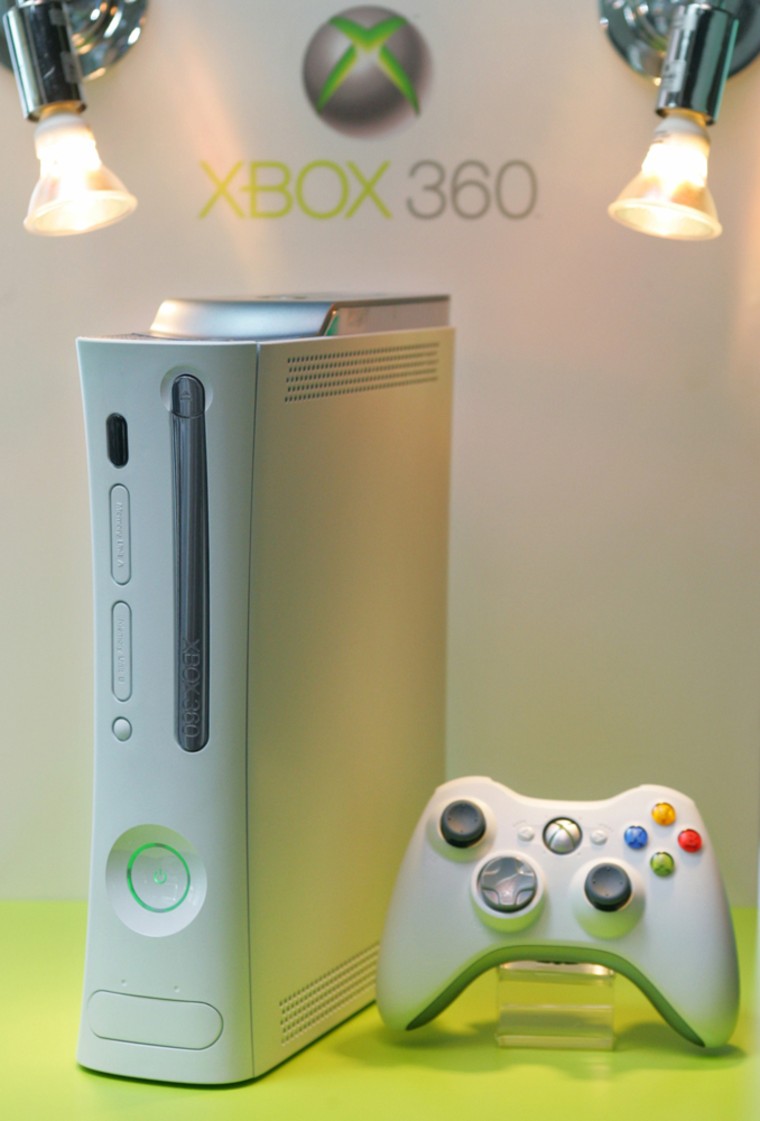 Microsoft's new game console \"Xbox 360\" is displayed in Tokyo
