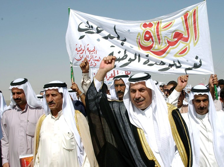 Iraqi Arabs, mainly Sunni Muslim, take t
