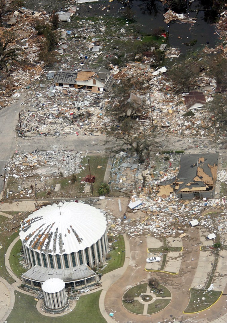 Block is destroyed by hurricane Katrina in Biloxi, Mississippi