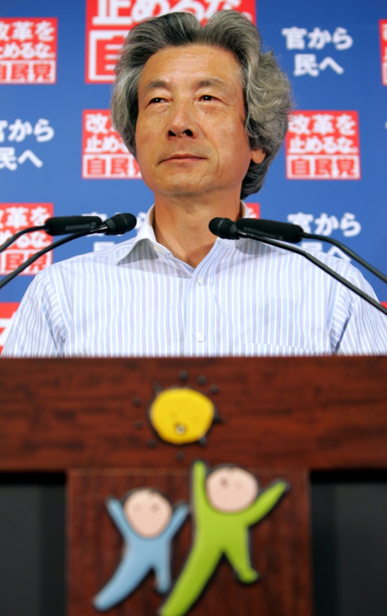 Japanese Prime Minister Junichiro Koizumi speaks during a news conference in Tokyo