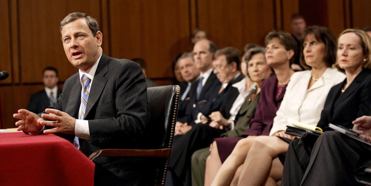 John Roberts speaks during his confirmation hearing in Washington