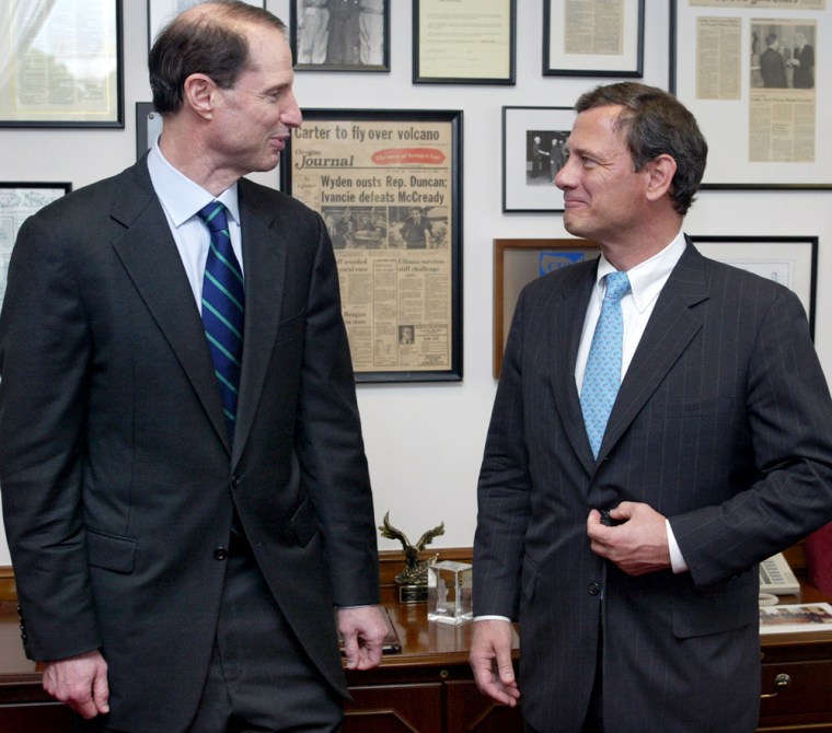 Senator Ron Wyden meets with Supreme Court nominee John Roberts on Capitol Hill