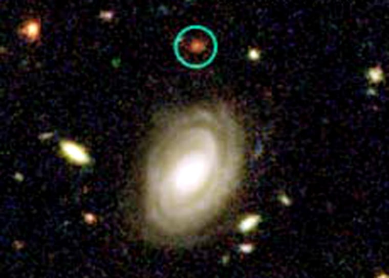 [Left] - The galaxy, named HUDF-JD2, was pinpointed among approximately 10,000 others in a small area of sky called the Hubble Ultra Deep Field (HUDF). This is the deepest image of the universe ever made at optical and near-infrared wavelengths.