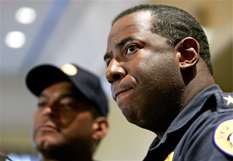 Warren Riley, acting superintendent of the New Orleans Police Department, listens Thursday to questions about allegations of police misconduct after Hurricane Katrina devastated New Orleans.