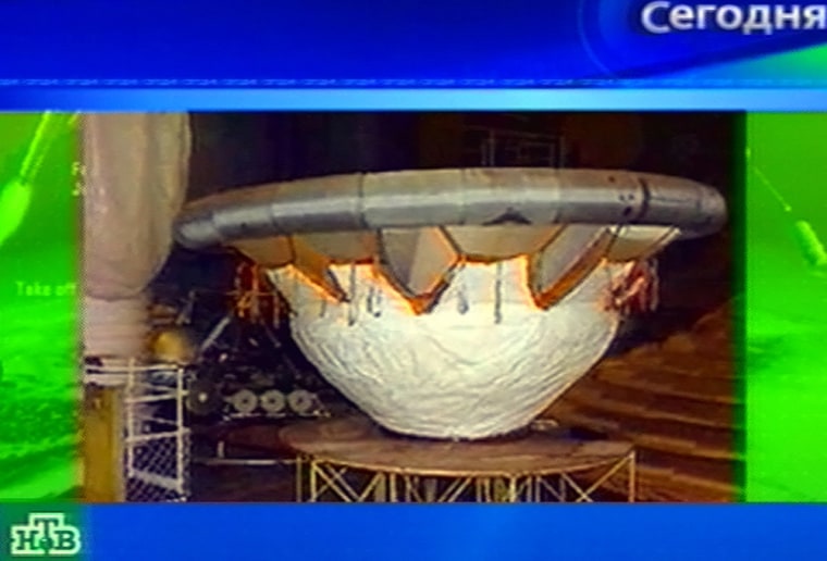 The Demonstrator spacecraft is seen in this picture taken from television screen on Friday.