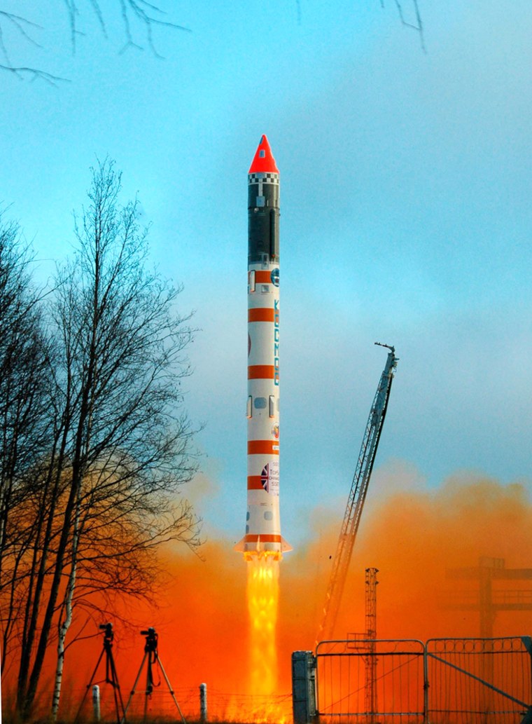 The Cosmos 3M rocket blast of from Plesetsk Cosmodrome in Russia's northern Arkhangelsk region