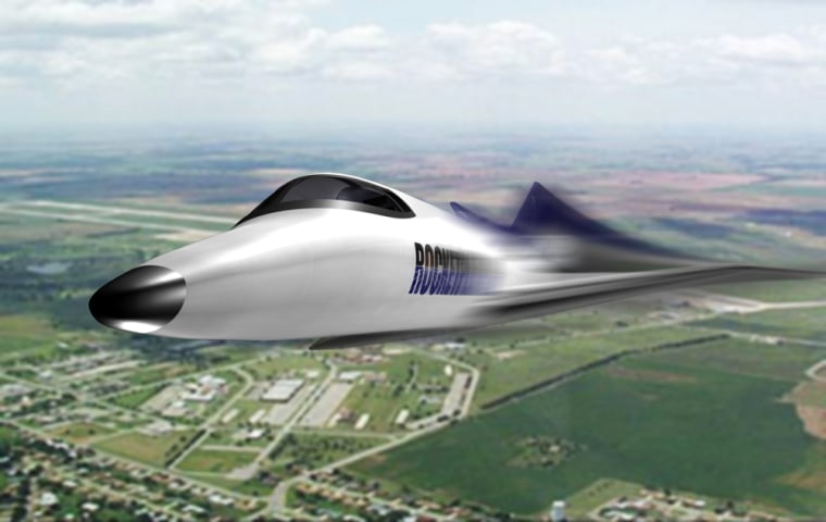 SpaceShot plans to award suborbital trips on Rocketplane's space plane, shown in this artist's conception, as the top prize in an online game. "I will sell as many Rocketplane flights as people are willing to buy entries for," says SpaceShot founder Sam Dinkin.