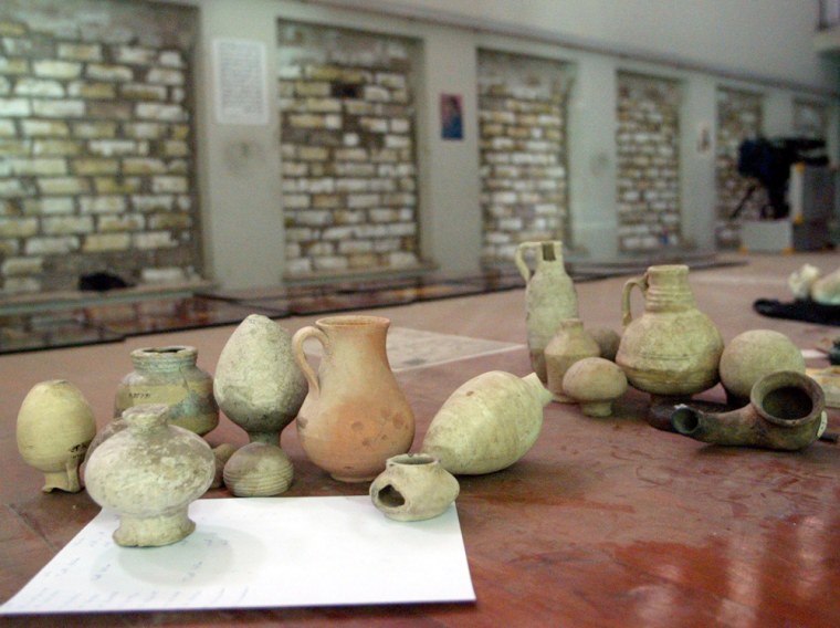 These looted artifacts, shown in May 2003, were returned to the Iraqi National Museum after being looted in the immediate after the fall of Baghdad.