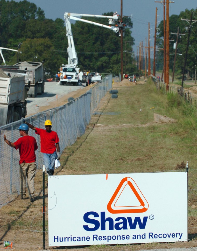 The Shaw Group, one of four firms given a FEMA contract worth up to $100 million, did construction following Katrina on this Baker, La.,  land tract on Sept. 21. 
