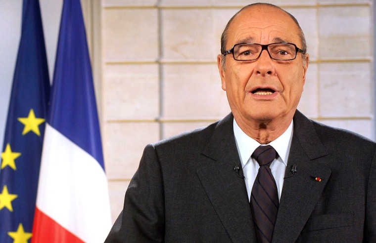 French President Chirac delivers a speech in Paris