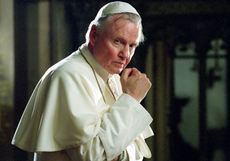 In this publicity photo released by CBS, Jon Voight portrays Pope John Paul II during his 26-year reign in \"Pope John Paul II,\" a four-hour mini-series shot on location in Krakow, Poland, and in Italy. It will be broadcast at 9 p.m., EST, Sunday, Dec. 4 and Wednesday, Dec. 7, on CBS. (AP Photo/CBS, Ignazio Nano/Lux Vide) 2005 Lux Vide. All Rights Reserved
