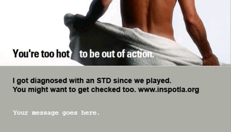 Inspotla.org allows people to send e-cards to their sexual contacts if they have had exposure to an STD.