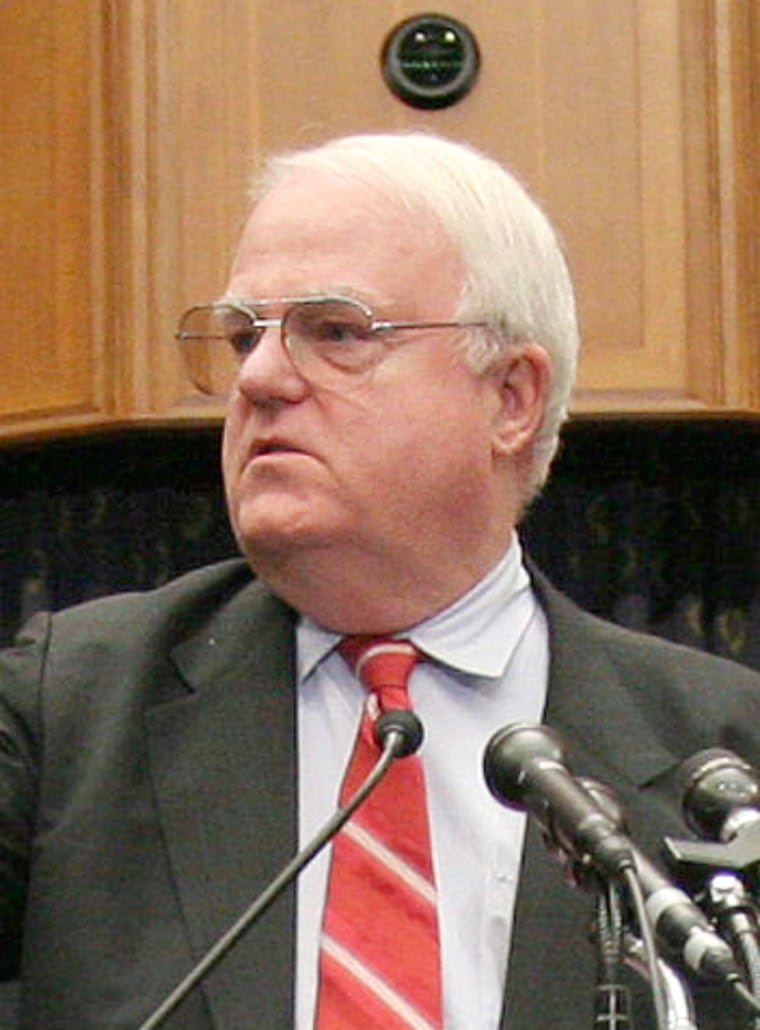 House Judiciary Chairman James Sensenbrenner, R-Wis., seen discussing the Patriot Act on Dec. 13, limited the extension of the anti-terror law provisions to a single month.