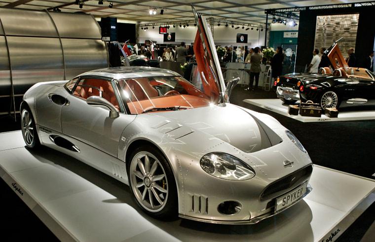 A Spyker C8 Double12 S Supercharger customized car seen Jan. 5 at the Los Angeles Auto Show. 