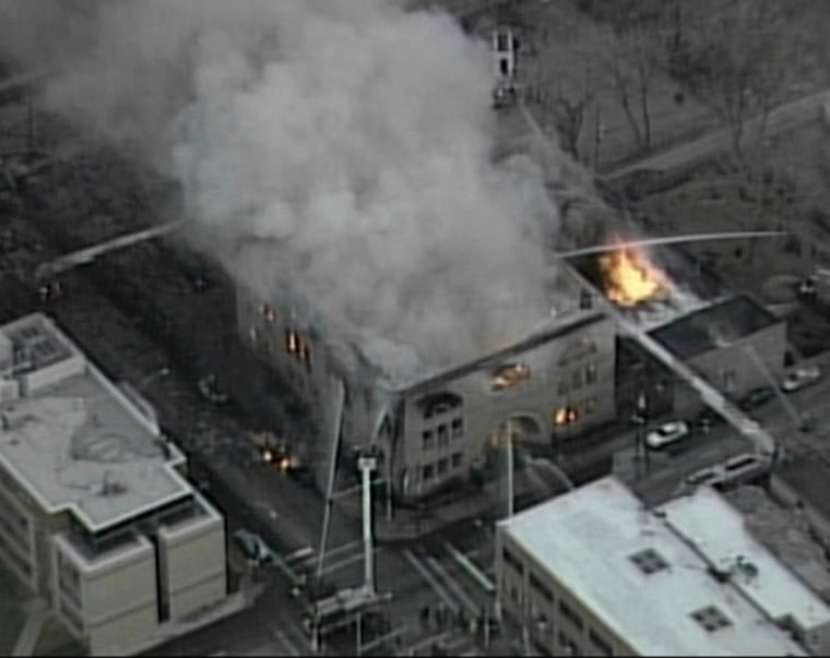 Aerial photo of Pilgrim Baptist Church in Chicago as it burned on Friday. 
