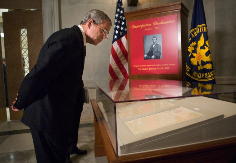 US President George W Bush views the Ema
