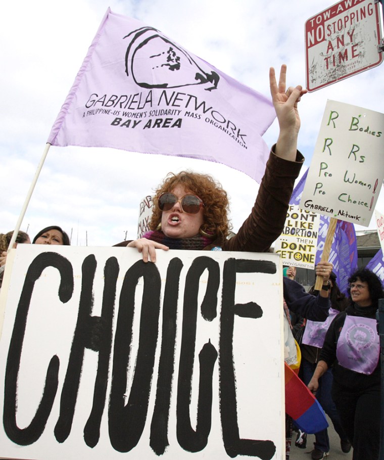 Abortion rights activists yell out against a march of anti-abortion activists in San Francisco