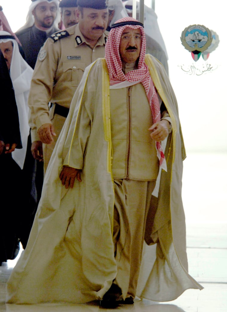 Kuwait's PM Sheikh Sabah al-Ahmed Al-Sabah enters parliament building in Kuwait
