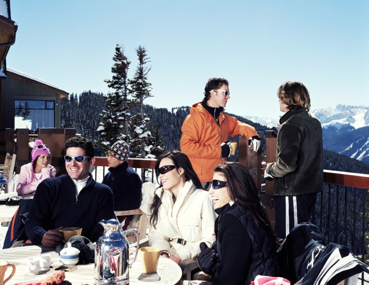 Enjoy an après-ski warm up after a day on the slopes with a spiked hot chocolate on a chalet sundeck.