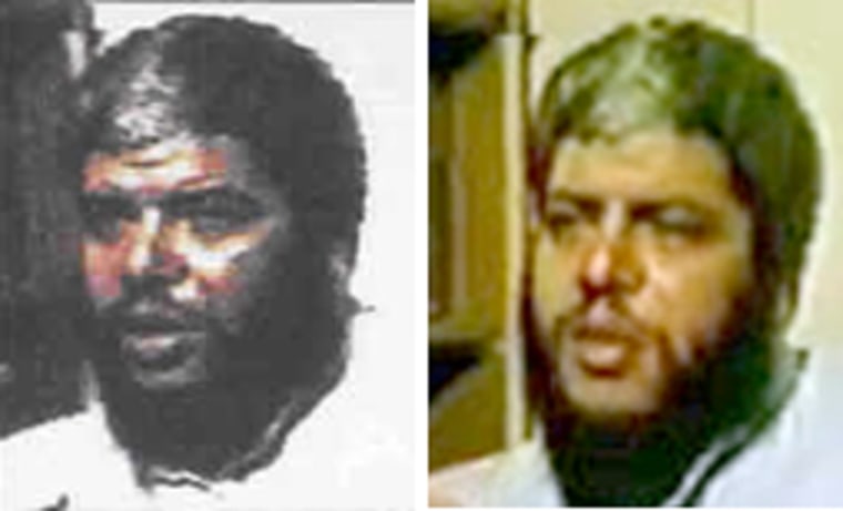 Left: Midhat Mursi al-Sayid 'Umar, aka Abu Khabab al-Masri
Right:the firebrand Islamic preacher, Abu Hamza al-Masri, the former imam of Finsbury Park Mosque