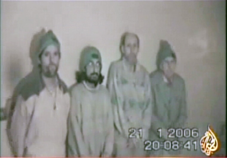 A new videotape broadcast Saturday showed four kidnapped peace activists.