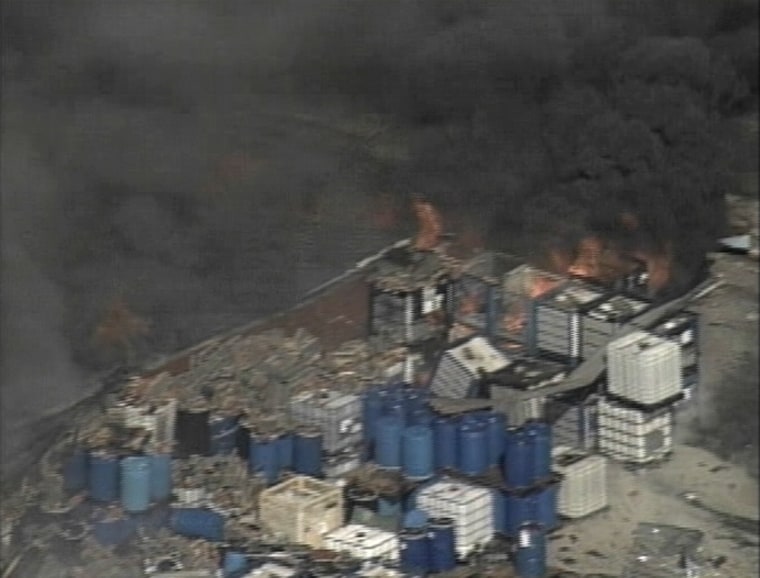 Aerial view of Synthron Inc. after an explosion at the chemical plant on Tuesday.