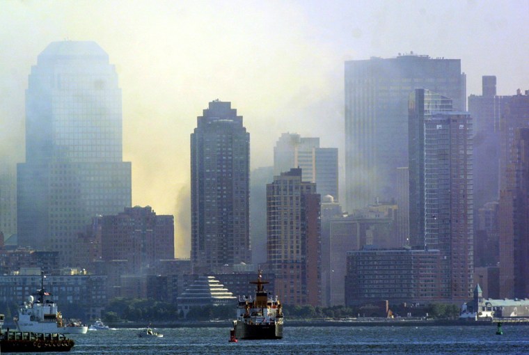 Lower Manhattan is seen from Staten Island 12 Sept