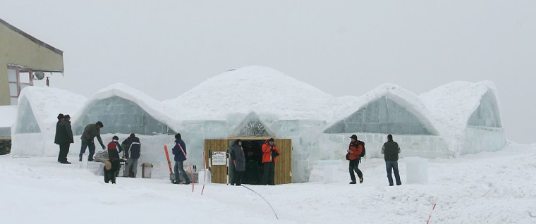 General view of the Balea Lac Ice Hotel in Romania