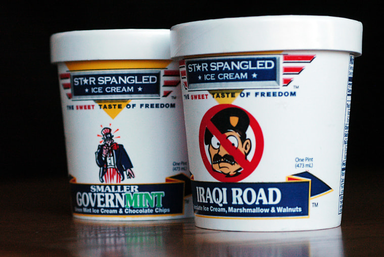 Smaller GovernMint and Iraqi Road are two of the flavors sold by Star Spangled Ice Cream. Vice President Richard Lessner says Iraqi road is the most popular flavor based on Web sales.