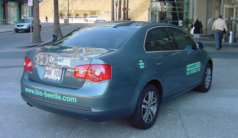 One of the biodiesel rental cars offered by Bio-Beetle is displayed at a biodiesel conference last month in San Diego.