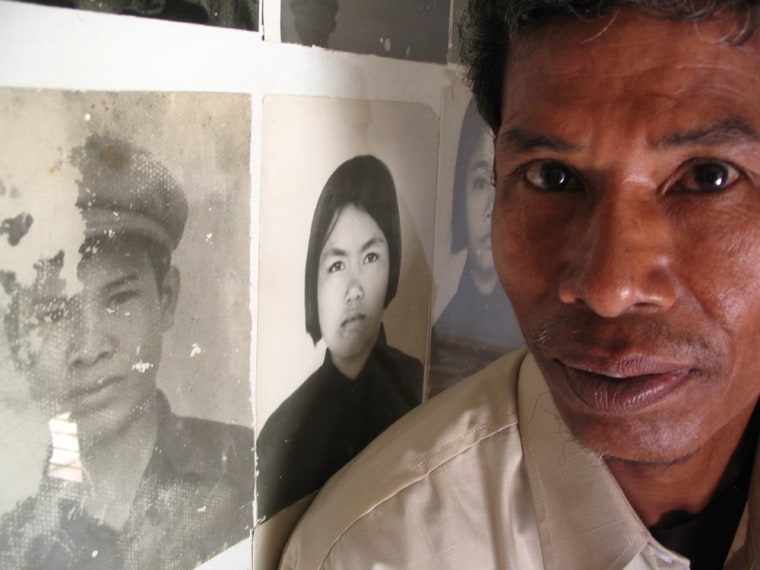 Lach Mien found his picture on a photo display of prison guards and interrogators at the infamous Tuol Sleng Prison, where the Khmer Rouge interrogated and tortured fellow Cambodians.
